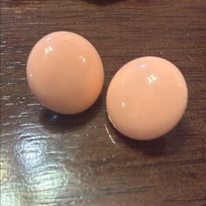 Peach Button Earrings